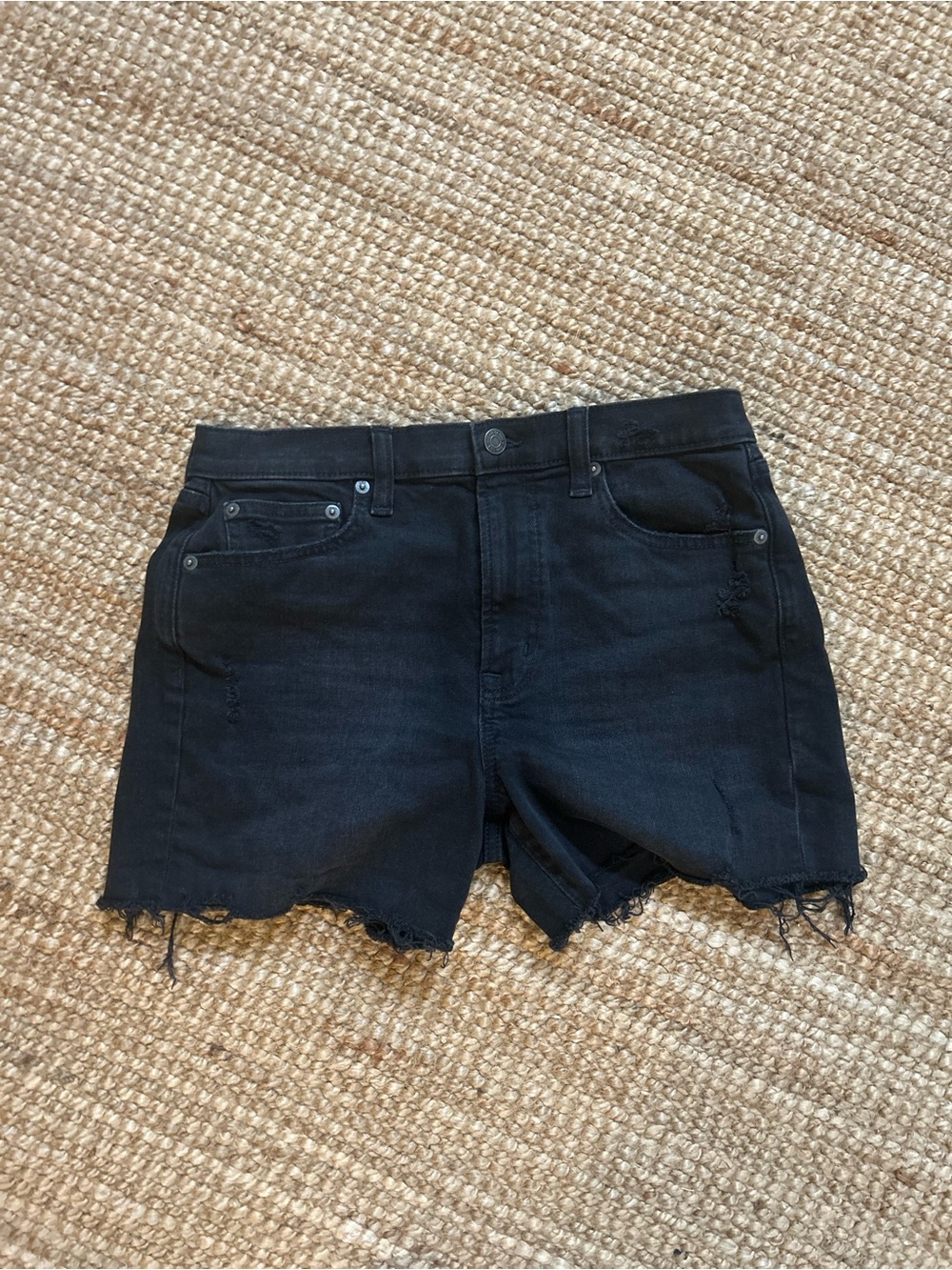 GAP Black Distressed Denim Cutoff Shorts